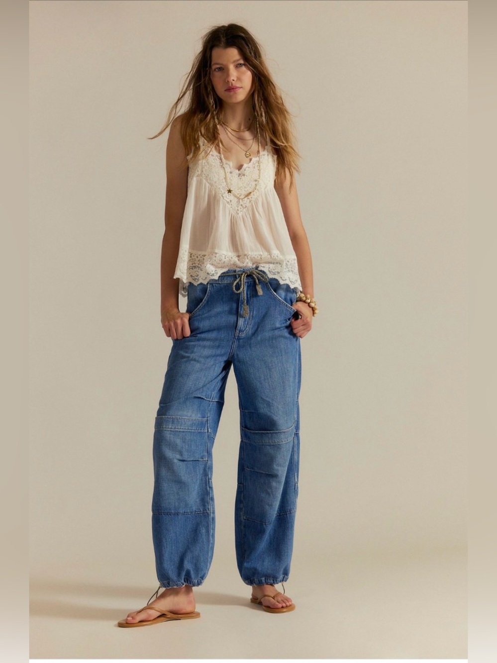 NWOT Free People We The Free Logan Cinched Cargo Jeans in Harper